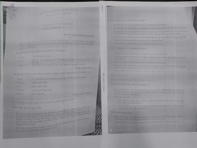 Một trong những bản hợp đồng thuê đất rừng đặc dụng để đổ thải, chính quyền coi như doanh nghiệp không có tội