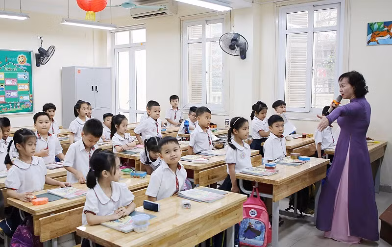 Trong giờ học tại Trường TH Thăng Long (Hoàn Kiếm, Hà Nội). Ảnh: Thế Đại