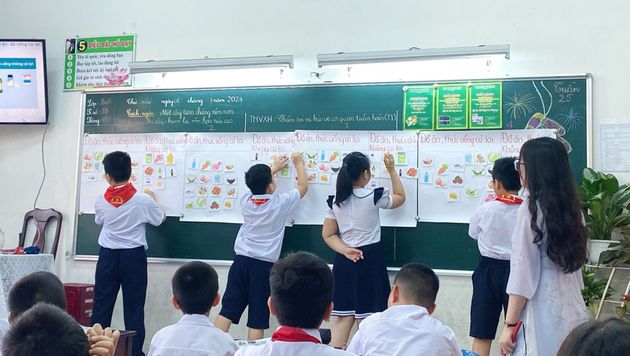 Sinh viên Trường ĐH Sư phạm, ĐH Đà Nẵng thực tập tại Trường Tiểu học Lê Đình Chinh (quận Hải Châu, TP Đà Nẵng). Ảnh: Ánh Ngọc Sinh viên Trường ĐH Sư phạm, ĐH Đà Nẵng thực tập tại Trường Tiểu học Lê Đình Chinh (quận Hải Châu, TP Đà Nẵng). Ảnh: Ánh Ngọc