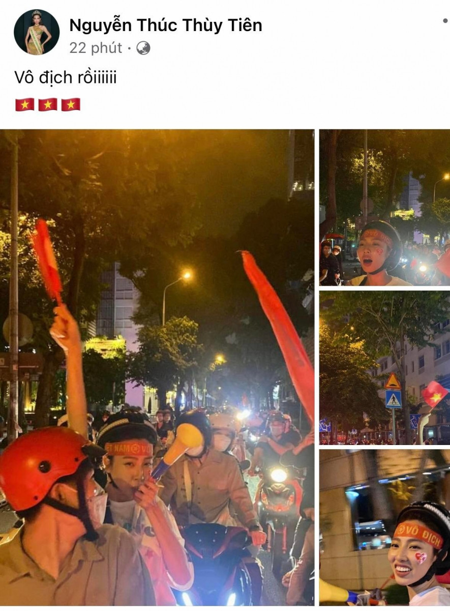 Hoa hậu Hòa bình thế giới 2021 - Nguyễn Thúc Thùy Tiên hào hứng giữa dòng người đi "bão" ăn mừng U23 Việt Nam vô địch SEA Games 31. Hoa hậu Hòa bình thế giới 2021 - Nguyễn Thúc Thùy Tiên hào hứng giữa dòng người đi "bão" ăn mừng U23 Việt Nam vô địch SEA Games 31.