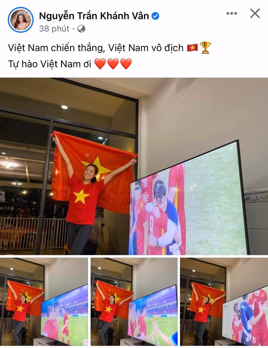 Hoa hậu Khánh Vân bày tỏ sự xúc động và tự hào khi U23 Việt Nam vô địch SEA Games 31.