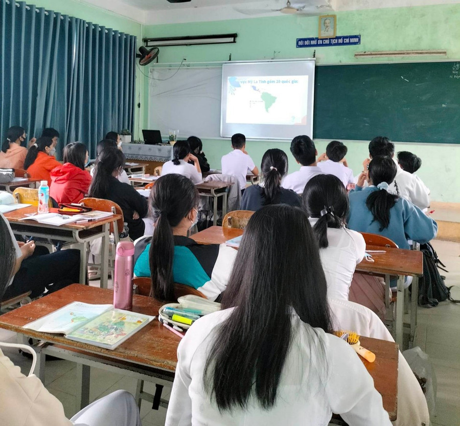 Giờ học Địa lý của học sinh Trường THPT Thanh Khê (quận Thanh Khê, TP Đà Nẵng).