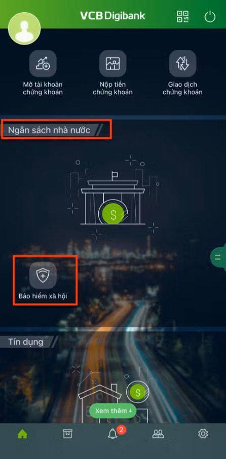 Cách đóng tiếp BHXH tự nguyện, gia hạn thẻ BHYT qua ứng dụng trực tuyến của ngân hàng ảnh 1