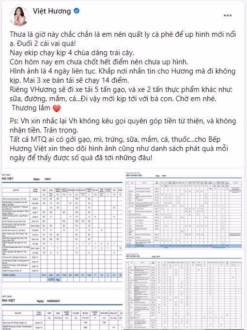 Việt Hương khẳng định không kêu gọi quyên góp và không nhận tiền từ thiện.