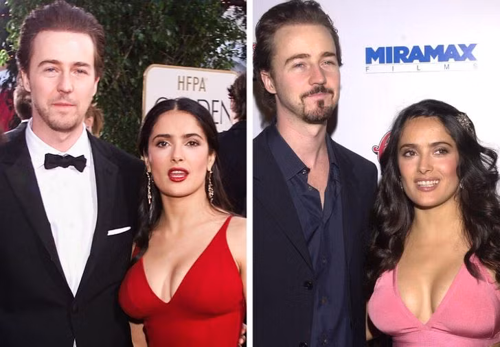 Edward Norton và Salma Hayek: Các diễn viên bắt đầu hẹn hò vào năm 1999 sau khi được cho là do bác sĩ chỉnh hình của họ sắp đặt. Cặp đôi kết thúc mối quan hệ của họ vào năm 2003.