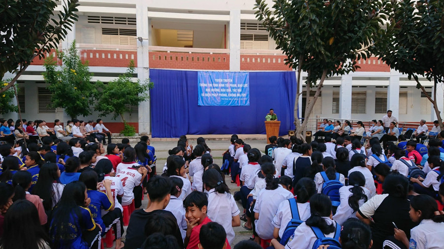 An Giang tuyên truyền về phòng chống tệ nạn xã hội, bạo lực học đường trong năm 2023. Ảnh: Sở GD&ĐT cung cấp