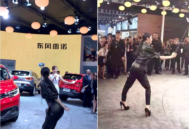 Tuy nhiên, ngay sau sự kiện, hình ảnh của Phạm Băng Băng được cư dân mạng lan truyền nhiều nhất chính là dáng đứng chụp ảnh kém duyên và buồn cười. Có vẻ như đôi giày quá cao đã khiến nữ diễn viên xinh đẹp khó chọn được dáng đứng thoải mái. Phạm Băng Băng và dáng đứng selfie kỳ cục