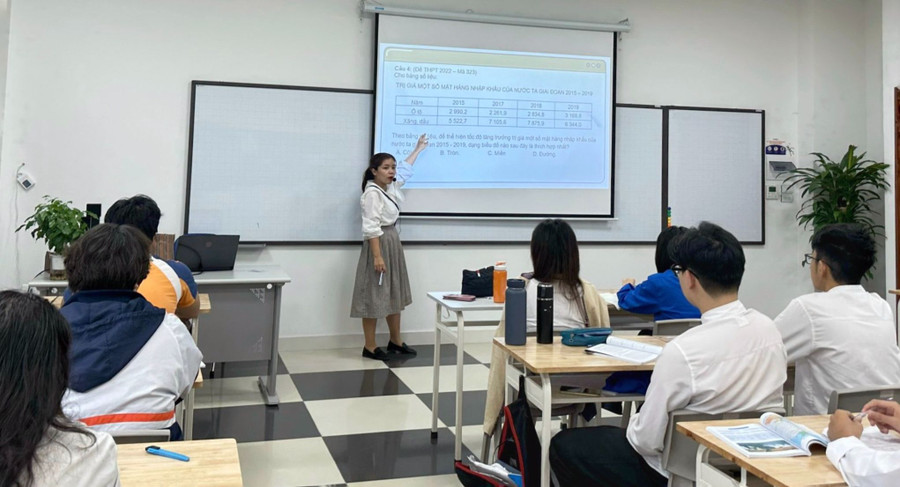 Giáo viên Phenikaa School phân tích đề thi tốt nghiệp THPT cho học sinh. Ảnh: NTCC Giáo viên Phenikaa School phân tích đề thi tốt nghiệp THPT cho học sinh. Ảnh: NTCC