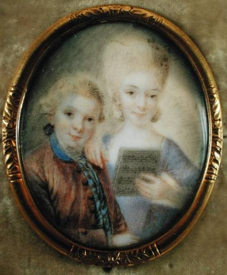Mozart và Maria Anna, vẽ khoảng năm1763, bởi họa sĩ Eusebius Johann Alphen  Mozart và Maria Anna, vẽ khoảng năm1763, bởi họa sĩ Eusebius Johann Alphen