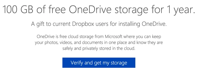 Microsoft tặng 100 GB lưu trữ OneDrive cho người dùng...Dropbox