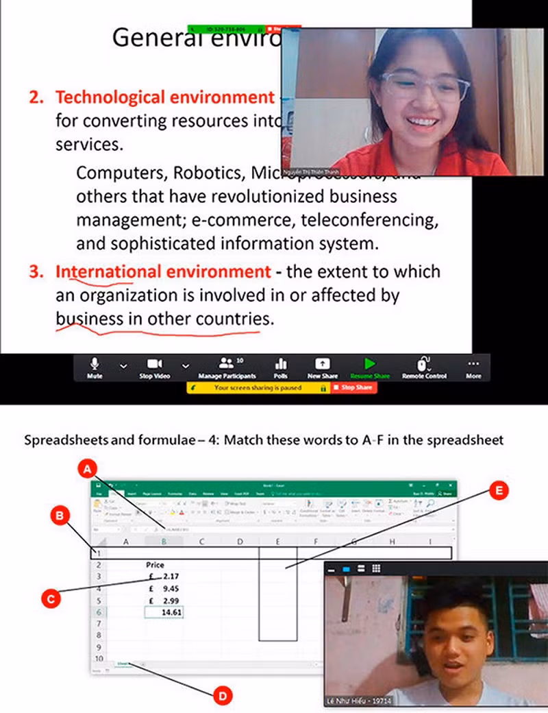 Sinh viên Trường ĐH Duy Tân học online. Ảnh: NTCC