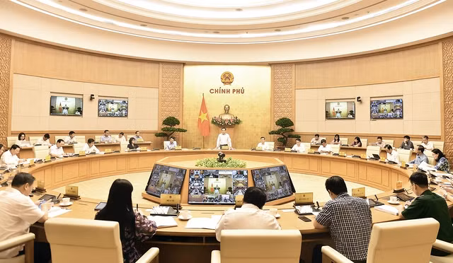 Hội nghị trực tuyến toàn quốc sơ kết tình hình triển khai các chương trình MTQG giai đoạn 2021-2023. (Ảnh: VGP/Hải Minh)