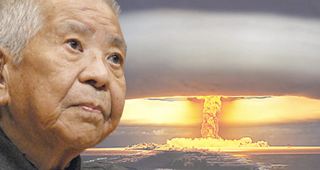Ông Tsutomu Yamaguchi là chứng nhân 2 vụ nổ bom nguyên tử ở Nhật. Ảnh: Higher Learning