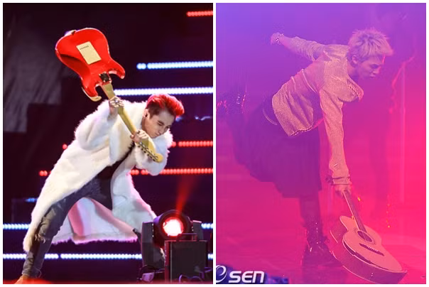 Sơn Tùng M-TP lại đập đàn guitar giống G-Dragon