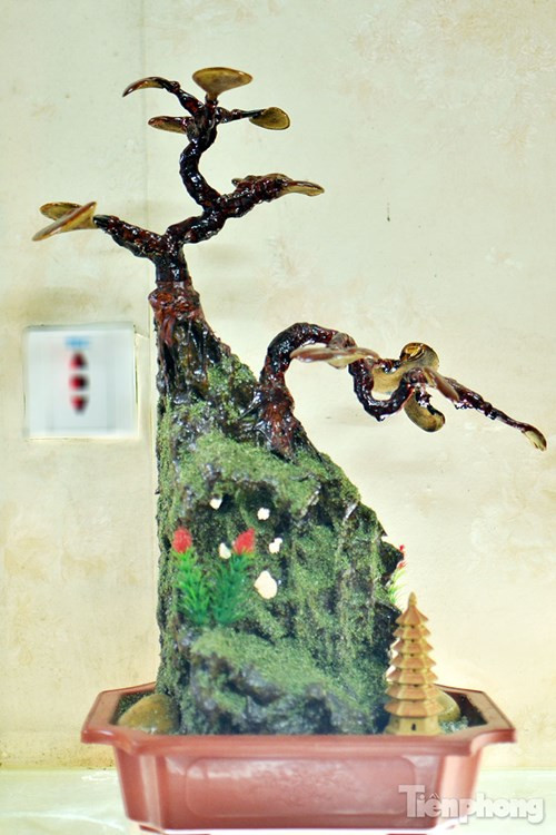 Quá đẹp nấm linh chi bonsai bạc triệu chơi Tết ảnh 12 ...Và trang trí thêm một số đồ vật khác.