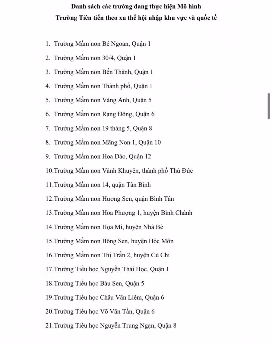40 trường thực hiện mô hình tiên tiến theo xu thế hội nhập tại TP.HCM ảnh 1