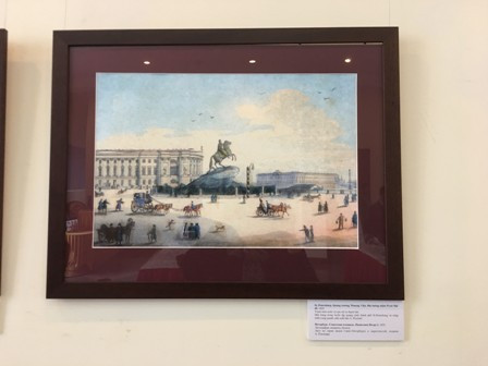 Bức tranh St Petersburg Quảng trường Thượng Viện, Đài tưởng niệm protr Đại đế 1825.