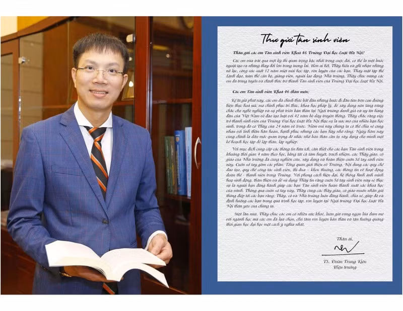 Thư gửi Tân sinh viên của TS.Đoàn Trung Kiên, Hiệu trưởng Trường Đại học Luật Hà Nội