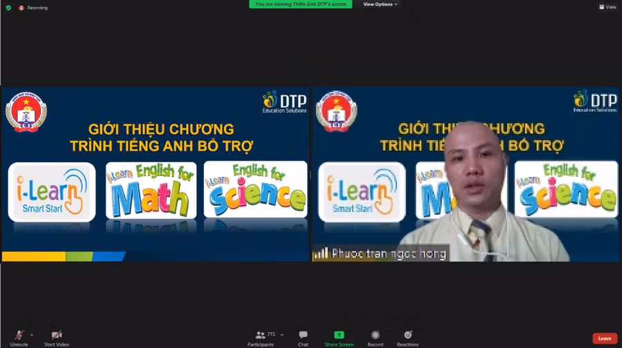 Thầy Trần Ngọc Hồng Phước giới thiệu chương trình tiếng Anh bổ trợ lớp 1&amp;2: i-Learn English for Math &amp; Science và i-Learn Smart Start.