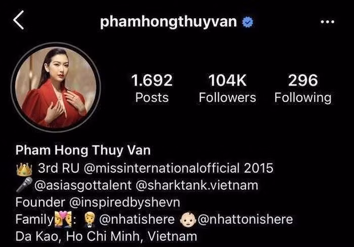 Thuý Vân đã xoá "danh hiệu Á hậu 2" và mọi dấu vết có liên quan đến cuộc thi Miss Universe mình từng tham gia.