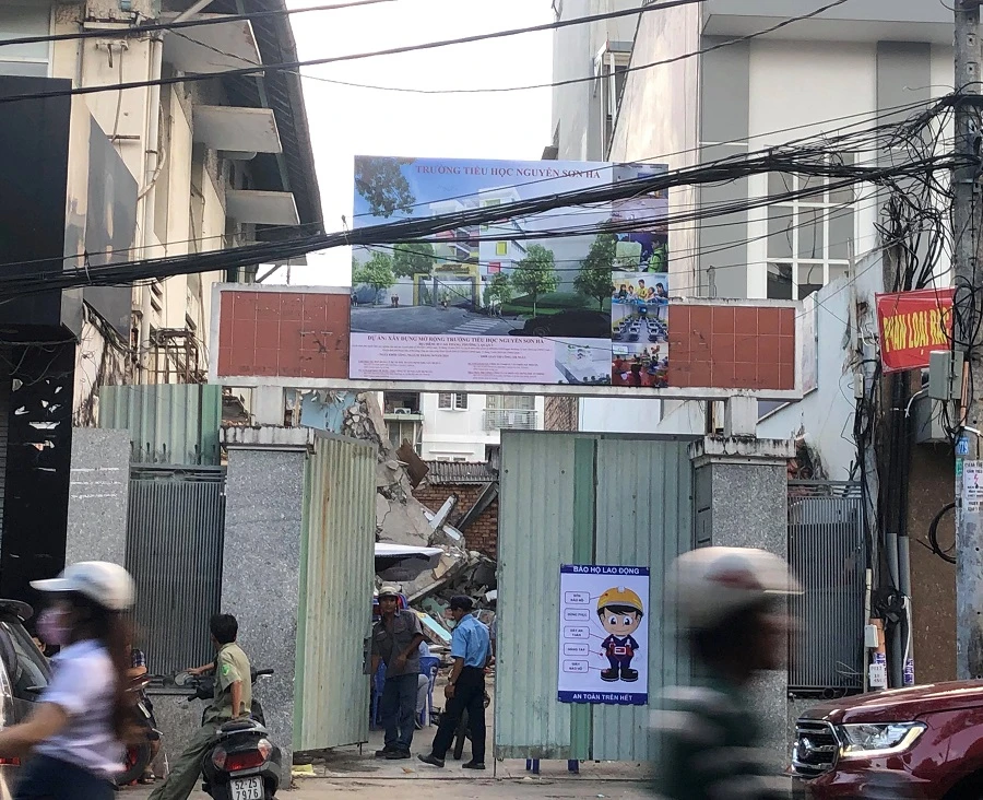 Công trình nâng cấp, mở rộng Trường Tiểu học Nguyễn Sơn Hà nơi xảy ra tai nạn lao động khiến một người tử vong