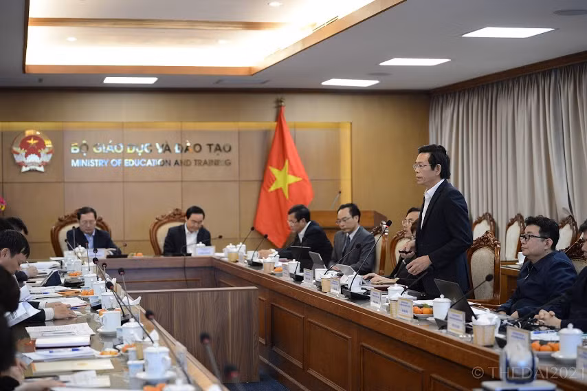 Ông Tạ Ngọc Đôn báo cáo tóm tắt kết quả thực hiện Chương trình phối hợp công tác giữa 2 Bộ.