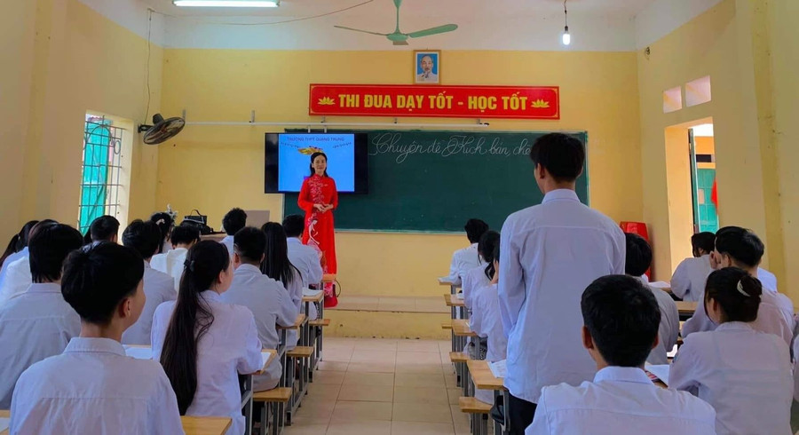 Tiết học của thầy trò Trường THPT Quang Trung, Hưng Yên.