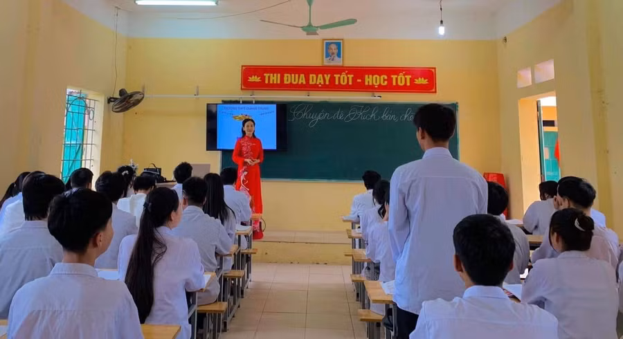 Tiết học của thầy trò Trường THPT Quang Trung, Hưng Yên.