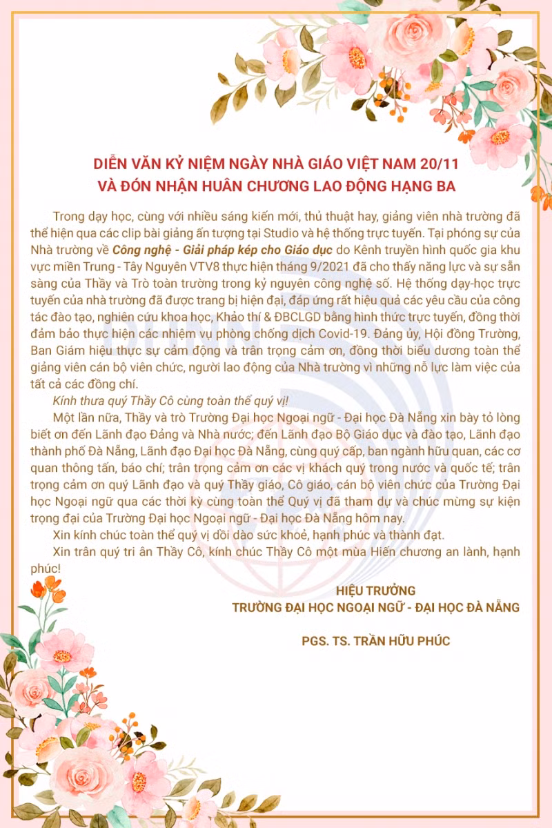 Trường Đại học Ngoại ngữ, ĐH Đà Nẵng đón nhận Huân chương lao động hạng Ba ảnh 7