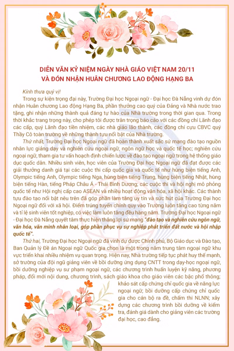 Trường Đại học Ngoại ngữ, ĐH Đà Nẵng đón nhận Huân chương lao động hạng Ba ảnh 2