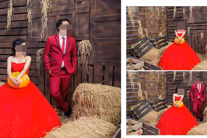 Ảnh cưới của anh Tâm và chị P. được chụp tại một tiệm ảnh ở Phan Thiết. Nguồn: Thanh Niên