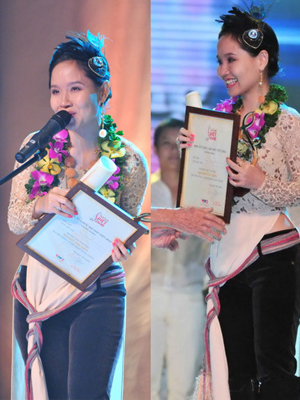 Mai Khôi từng gặp nhiều lời phàn nàn về chiếc áo dài với phần vạt buộc túm.