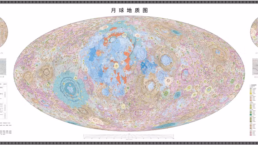 Bản đồ địa chất Mặt Trăng với độ phân giải cực rõ nét được Trung Quốc công bố.