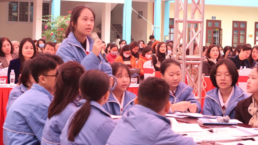 Học sinh Trường THCS Trần Phú, quận Lê Chân trong tiết chuyên đề.