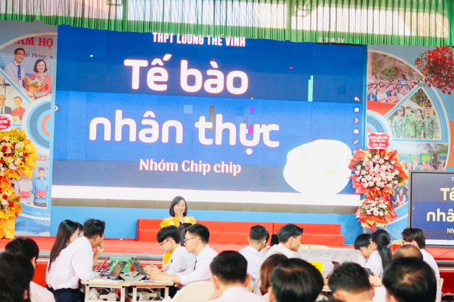 Học sinh được thực hiện báo cáo dự án qua phần làm việc nhóm.