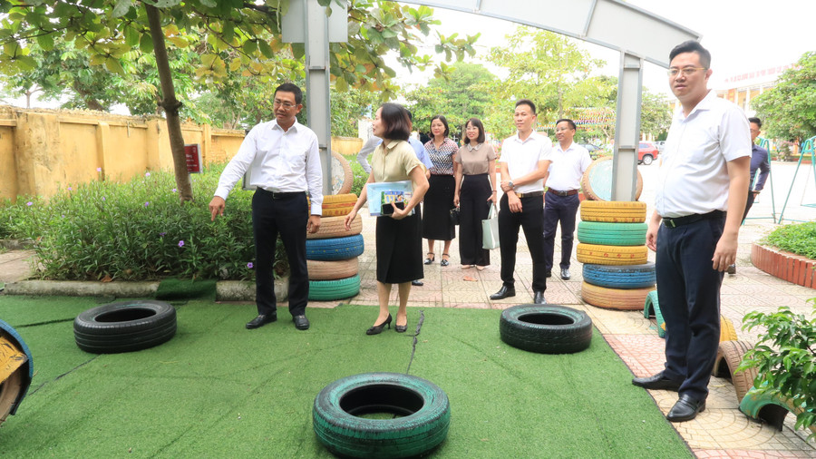 Trường Tiểu học Quang Trung, An Lão với không gian sáng tạo cho học trò vui chơi.