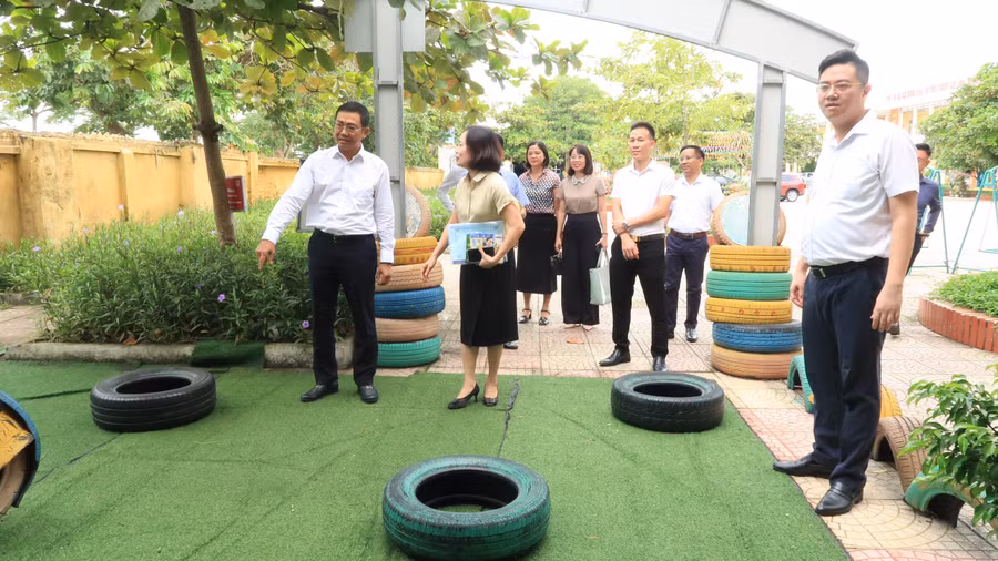 Trường Tiểu học Quang Trung, An Lão với không gian sáng tạo cho học trò vui chơi.