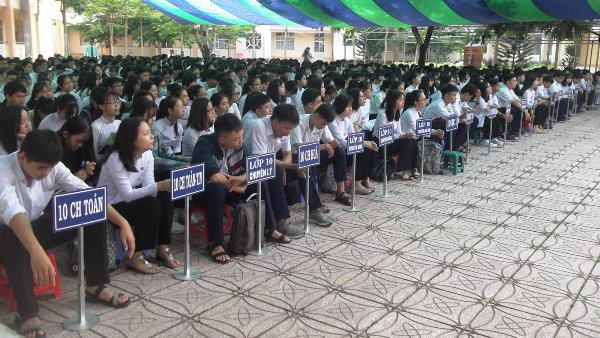 Học sinh dự lễ tổng kết năm học