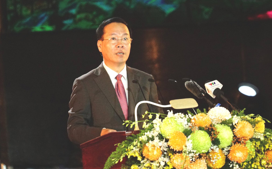 Chủ tịch nước Võ Văn Thưởng phát biểu tại buổi lễ.