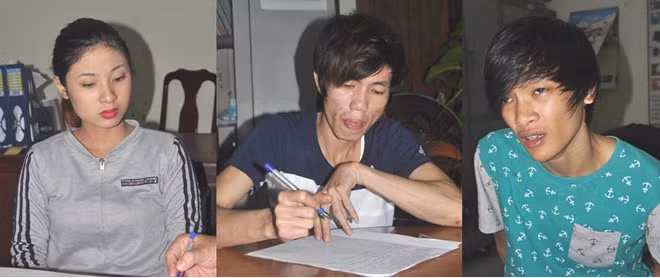 Từ trái sang phải: Quý, Nhân và Triều tại cơ quan công an.