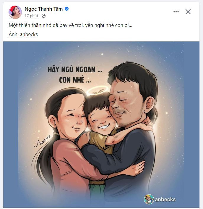 Diễn viên trẻ Ngọc Thanh Tâm bày tỏ: "Một thiên thần nhỏ đã bay về trời, yên nghỉ nhé con ơi...". Diễn viên trẻ Ngọc Thanh Tâm bày tỏ: "Một thiên thần nhỏ đã bay về trời, yên nghỉ nhé con ơi...".