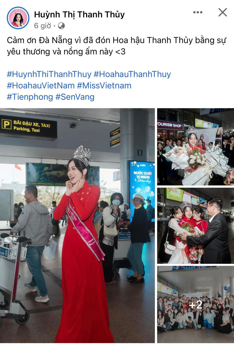 Sau hơn 1 tháng đăng quang tại Hoa hậu Việt Nam 2022, Thanh Thủy đã về Đà Nẵng trong vòng tay yêu thương của gia đình và đông đảo người hâm mộ để chuẩn bị chào đón mùa Xuân mới.