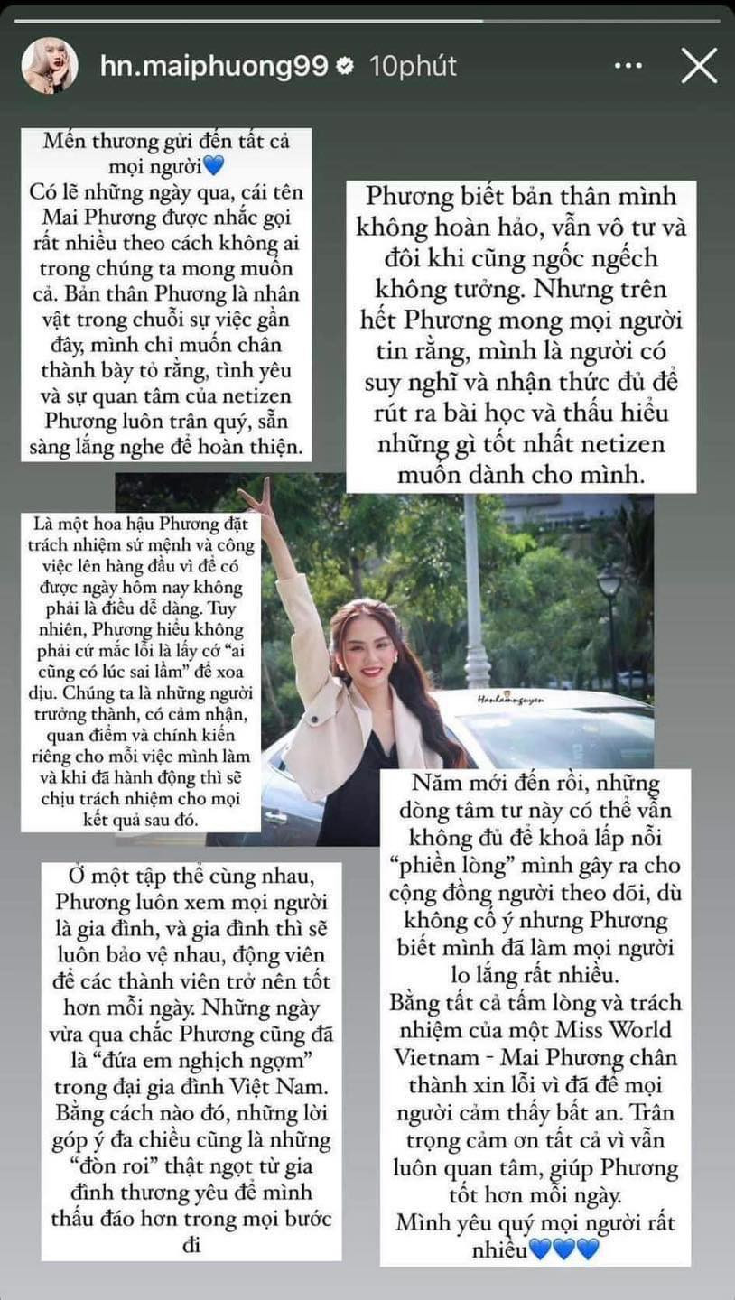 Tâm thư chia sẻ của Hoa hậu Mai Phương. Tâm thư chia sẻ của Hoa hậu Mai Phương.