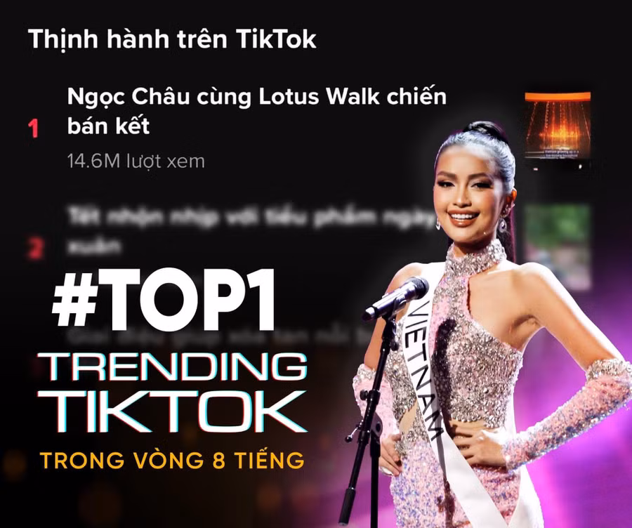 Màn Lotus Walk của Ngọc Châu đạt Top 1 Trending TikTok.