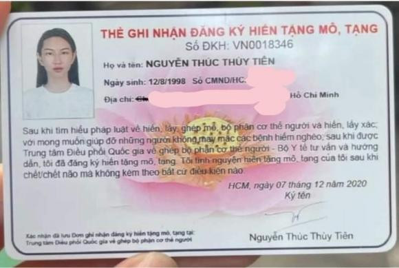 Hoa hậu Nguyễn Thúc Thùy Tiên đăng ký hiến tạng cứu người. Hoa hậu Nguyễn Thúc Thùy Tiên đăng ký hiến tạng cứu người.