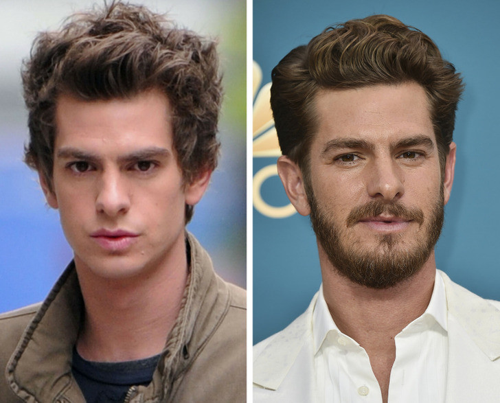 Diễn viên Andrew Garfield năm 2011 và 2022. Diễn viên Andrew Garfield năm 2011 và 2022.