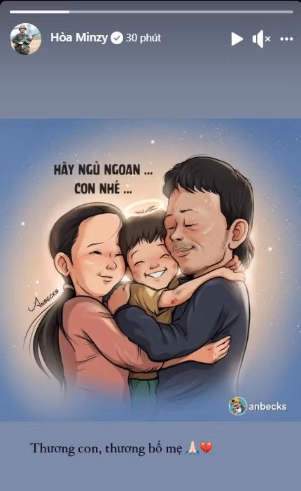 Ca sĩ Hòa Minzy chia sẻ nỗi mất mát với gia đình cháu bé.