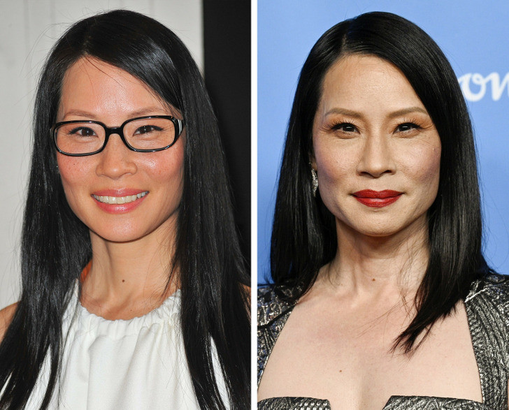 Diễn viên Lucy Liu năm 2011 và 2021. Diễn viên Lucy Liu năm 2011 và 2021.