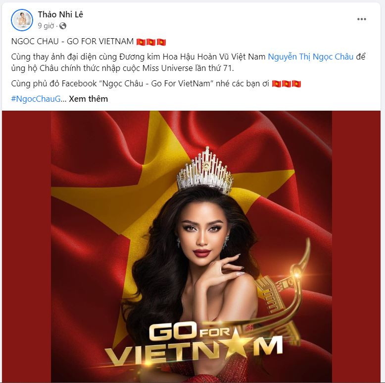 Á hậu Thảo Nhi Lê đã thay đổi ảnh đại diện đồng thời không quên gửi lời chúc đến Ngọc Châu. Á hậu Thảo Nhi Lê đã thay đổi ảnh đại diện đồng thời không quên gửi lời chúc đến Ngọc Châu.