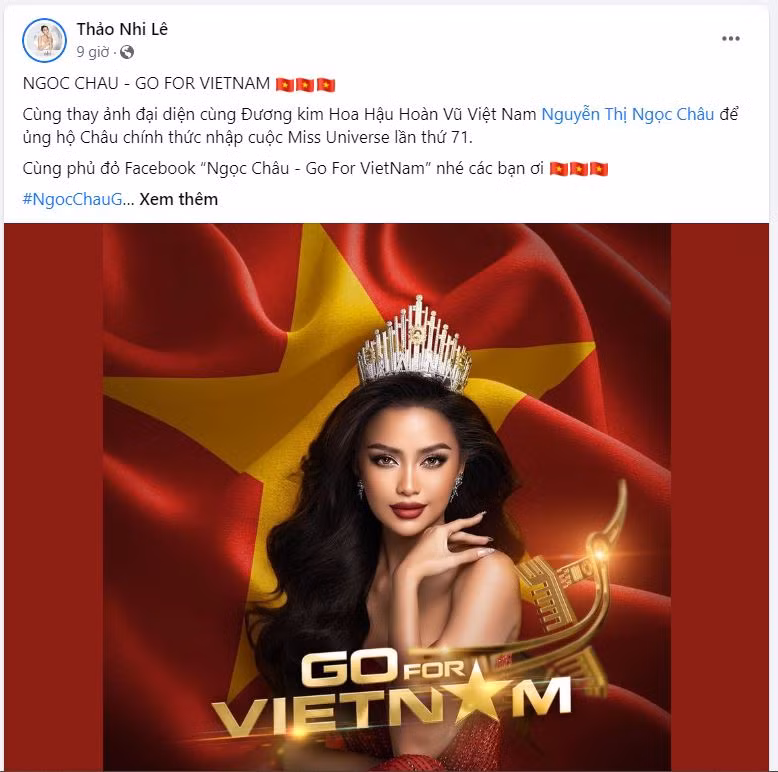 Á hậu Thảo Nhi Lê đã thay đổi ảnh đại diện đồng thời không quên gửi lời chúc đến Ngọc Châu.